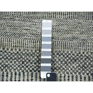 5'x5' Silver Gray, 100% Undyed Wool, Modern Hand Knotted Grass Design, Round Tone On Tone Oriental Rug FWR478182