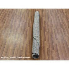 Load image into Gallery viewer, 5&#39;x5&#39; Silver Gray, 100% Undyed Wool, Modern Hand Knotted Grass Design, Round Tone On Tone Oriental Rug FWR478182