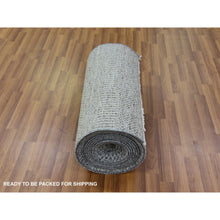 Load image into Gallery viewer, 2&#39;5&quot;x28&#39; Cloud Gray, Natural Undyed Wool, Modern Grass Design, Hand Knotted, Xl Runner Tone On Tone, Oriental Rug FWR478200