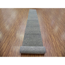 Load image into Gallery viewer, 2&#39;7&quot;x26&#39;3&quot; Goose Gray, Tone on Tone, Undyed 100% Wool, Hand Knotted Modern Grass Design, XL Runner Oriental Rug FWR478206
