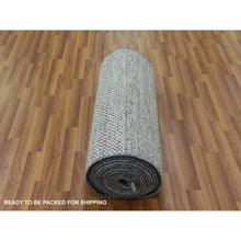 Load image into Gallery viewer, 2&#39;7&quot;x26&#39;3&quot; Goose Gray, Tone On Tone, Undyed 100% Wool, Hand Knotted Modern Grass Design, Xl Runner Oriental Rug FWR478206