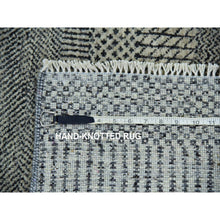 Load image into Gallery viewer, 2&#39;7&quot;x26&#39;3&quot; Goose Gray, Tone On Tone, Undyed 100% Wool, Hand Knotted Modern Grass Design, Xl Runner Oriental Rug FWR478206
