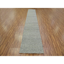 Load image into Gallery viewer, 2&#39;6&quot;x16&#39; Pastel Gray, Hand Knotted, Tone On Tone, Modern Grass Design, Organic Wool, Undyed, Xl Runner Oriental Rug FWR478224