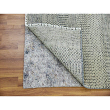Load image into Gallery viewer, 2&#39;6&quot;x16&#39; Pastel Gray, Hand Knotted, Tone On Tone, Modern Grass Design, Organic Wool, Undyed, Xl Runner Oriental Rug FWR478224