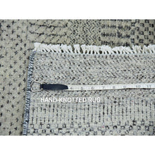 Load image into Gallery viewer, 2&#39;6&quot;x16&#39; Pastel Gray, Hand Knotted, Tone On Tone, Modern Grass Design, Organic Wool, Undyed, Xl Runner Oriental Rug FWR478224