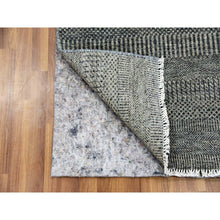 Load image into Gallery viewer, 2&#39;6&quot;x10&#39; Pastel Gray, Tone on Tone, Hand Knotted, Modern Undyed 100% Wool Grass Design, Runner Oriental Rug FWR478230