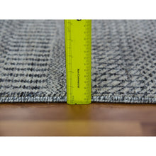 Load image into Gallery viewer, 2&#39;6&quot;x10&#39; Pastel Gray, Tone on Tone, Hand Knotted, Modern Undyed 100% Wool Grass Design, Runner Oriental Rug FWR478230