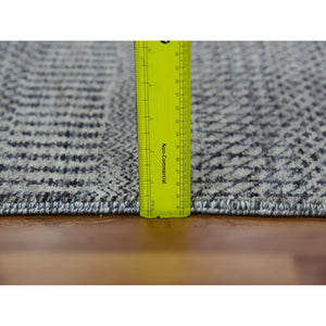 2'6"x10' Pastel Gray, Tone on Tone, Hand Knotted, Modern Undyed 100% Wool Grass Design, Runner Oriental Rug FWR478230
