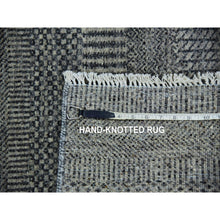 Load image into Gallery viewer, 2&#39;6&quot;x10&#39; Pastel Gray, Tone on Tone, Hand Knotted, Modern Undyed 100% Wool Grass Design, Runner Oriental Rug FWR478230