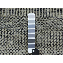 Load image into Gallery viewer, 2&#39;6&quot;x5&#39;10&quot; Dove And Onyx Gray, Hand Knotted, Undyed Modern Grass 100% Wool Design, Tone On Tone, Oriental Runner Rug FWR478242