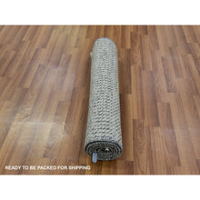 Load image into Gallery viewer, 2&#39;6&quot;x5&#39;10&quot; Dove And Onyx Gray, Hand Knotted, Undyed Modern Grass 100% Wool Design, Tone On Tone, Oriental Runner Rug FWR478242