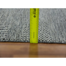 Load image into Gallery viewer, 2&#39;6&quot;x5&#39;10&quot; Dove And Onyx Gray, Hand Knotted, Undyed Modern Grass 100% Wool Design, Tone On Tone, Oriental Runner Rug FWR478242