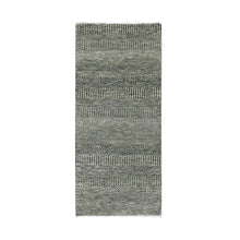 Load image into Gallery viewer, 2&#39;6&quot;x5&#39;10&quot; Frost Gray, Tone on Tone, Modern Pure Undyed Wool Grass Design, Hand Knotted, Runner Oriental Rug FWR478248