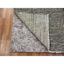 Load image into Gallery viewer, 2&#39;6&quot;x5&#39;10&quot; Frost Gray, Tone on Tone, Modern Pure Undyed Wool Grass Design, Hand Knotted, Runner Oriental Rug FWR478248
