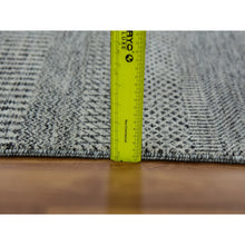 Load image into Gallery viewer, 2&#39;6&quot;x5&#39;10&quot; Frost Gray, Tone on Tone, Modern Pure Undyed Wool Grass Design, Hand Knotted, Runner Oriental Rug FWR478248