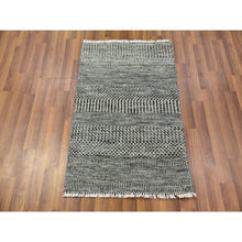 Load image into Gallery viewer, 2&#39;x3&#39;2&quot; Platinum Gray, Hand Knotted, Modern Grass Design, Tone on Tone, Natural Undyed Wool, Mat Oriental Rug FWR478254