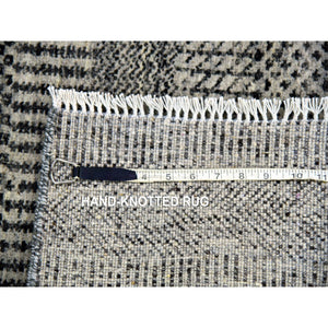 2'x3'2" Platinum Gray, Hand Knotted, Modern Grass Design, Tone on Tone, Natural Undyed Wool, Mat Oriental Rug FWR478254