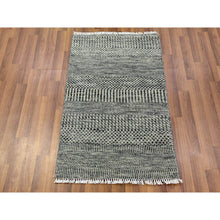 Load image into Gallery viewer, 2&#39;x3&#39;2&quot; Gentle Gray, Modern Hand Knotted Grass Design, Tone on Tone, Undyed 100% Wool, Mat Oriental Rug FWR478260
