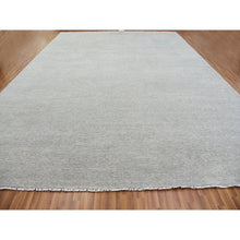 Load image into Gallery viewer, 14&#39;x18&#39;3&quot; Electric Gray, Modern Hand Knotted Grass Design, Tone On Tone Undyed Pure Wool, Oversized Oriental Rug FWR478266