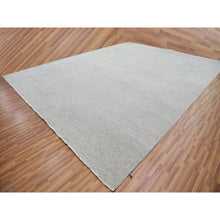 Load image into Gallery viewer, 14&#39;x18&#39;3&quot; Electric Gray, Modern Hand Knotted Grass Design, Tone On Tone Undyed Pure Wool, Oversized Oriental Rug FWR478266