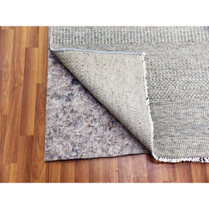 14'x18'3" Electric Gray, Modern Hand Knotted Grass Design, Tone On Tone Undyed Pure Wool, Oversized Oriental Rug FWR478266