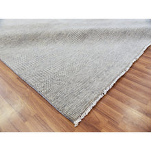 Load image into Gallery viewer, 14&#39;x18&#39;3&quot; Electric Gray, Modern Hand Knotted Grass Design, Tone On Tone Undyed Pure Wool, Oversized Oriental Rug FWR478266