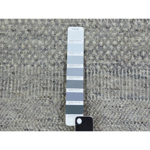 14'x18'3" Electric Gray, Modern Hand Knotted Grass Design, Tone On Tone Undyed Pure Wool, Oversized Oriental Rug FWR478266