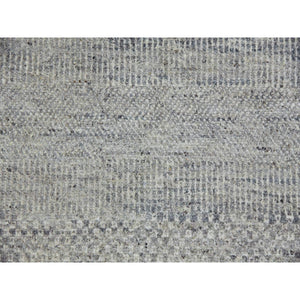 14'x18'3" Electric Gray, Modern Hand Knotted Grass Design, Tone On Tone Undyed Pure Wool, Oversized Oriental Rug FWR478266