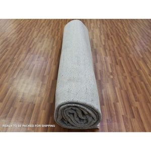 14'x18'3" Electric Gray, Modern Hand Knotted Grass Design, Tone On Tone Undyed Pure Wool, Oversized Oriental Rug FWR478266