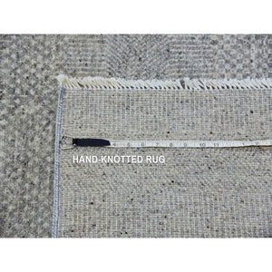 14'x18'3" Electric Gray, Modern Hand Knotted Grass Design, Tone On Tone Undyed Pure Wool, Oversized Oriental Rug FWR478266