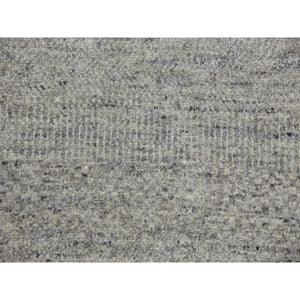11'10"x18' Oxford And Solid Gray, Modern 100% Undyed Wool Grass Design, Hand Knotted Tone On Tone, Oriental Oversized Rug FWR478272