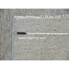 Load image into Gallery viewer, 11&#39;10&quot;x18&#39; Oxford And Solid Gray, Modern 100% Undyed Wool Grass Design, Hand Knotted Tone On Tone, Oriental Oversized Rug FWR478272