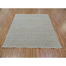 Load image into Gallery viewer, 6&#39;x6&#39; Goose and Cadet Gray, 100% Undyed Wool Hand Knotted, Tone on Tone, Modern Grass Design, Square Oriental Rug FWR478290