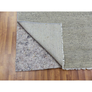 6'x6' Goose and Cadet Gray, 100% Undyed Wool Hand Knotted, Tone on Tone, Modern Grass Design, Square Oriental Rug FWR478290