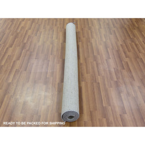 6'x6' Goose and Cadet Gray, 100% Undyed Wool Hand Knotted, Tone on Tone, Modern Grass Design, Square Oriental Rug FWR478290
