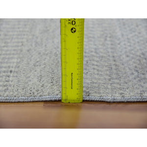 6'x6' Goose and Cadet Gray, 100% Undyed Wool Hand Knotted, Tone on Tone, Modern Grass Design, Square Oriental Rug FWR478290