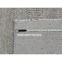 Load image into Gallery viewer, 6&#39;x6&#39; Goose And Cadet Gray, 100% Undyed Wool Hand Knotted, Tone On Tone, Modern Grass Design, Square Oriental Rug FWR478290