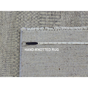 6'x6' Goose And Cadet Gray, 100% Undyed Wool Hand Knotted, Tone On Tone, Modern Grass Design, Square Oriental Rug FWR478290