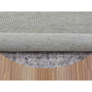 5'x5' Perfect Gray, Undyed Natural Wool, Hand Knotted, Modern Grass Design, Round Tone On Tone Oriental Rug FWR478296