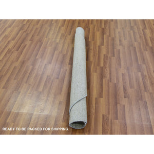 5'x5' Perfect Gray, Undyed Natural Wool, Hand Knotted, Modern Grass Design, Round Tone On Tone Oriental Rug FWR478296