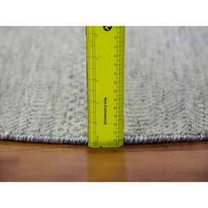 5'x5' Perfect Gray, Undyed Natural Wool, Hand Knotted, Modern Grass Design, Round Tone On Tone Oriental Rug FWR478296
