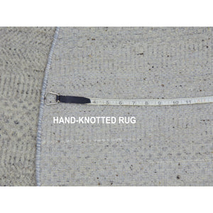 5'x5' Perfect Gray, Undyed Natural Wool, Hand Knotted, Modern Grass Design, Round Tone On Tone Oriental Rug FWR478296
