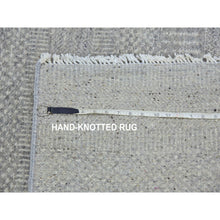 Load image into Gallery viewer, 4&#39;x10&#39;6&quot; Spanish Gray, Hand Knotted Organic Undyed Wool, Modern Grass Design, Tone On Tone, Wide Runner Oriental Rug FWR478302