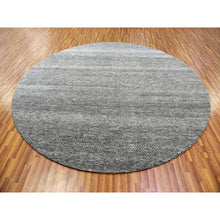 Load image into Gallery viewer, 10&#39;x10&#39; Neutral And Anchor Gray, Tone On Tone, Undyed 100% Wool, Hand Knotted Modern Grass Design, Round Oriental Rug FWR478368