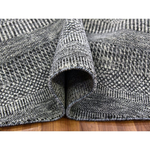 10'x10' Neutral And Anchor Gray, Tone On Tone, Undyed 100% Wool, Hand Knotted Modern Grass Design, Round Oriental Rug FWR478368