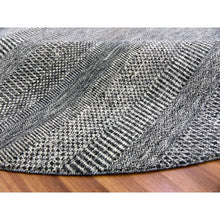 Load image into Gallery viewer, 10&#39;x10&#39; Neutral And Anchor Gray, Tone On Tone, Undyed 100% Wool, Hand Knotted Modern Grass Design, Round Oriental Rug FWR478368