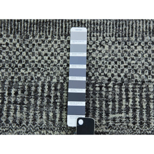 10'x10' Neutral And Anchor Gray, Tone On Tone, Undyed 100% Wool, Hand Knotted Modern Grass Design, Round Oriental Rug FWR478368