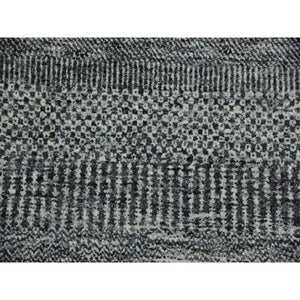 10'x10' Neutral And Anchor Gray, Tone On Tone, Undyed 100% Wool, Hand Knotted Modern Grass Design, Round Oriental Rug FWR478368
