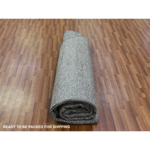 Load image into Gallery viewer, 10&#39;x10&#39; Neutral And Anchor Gray, Tone On Tone, Undyed 100% Wool, Hand Knotted Modern Grass Design, Round Oriental Rug FWR478368