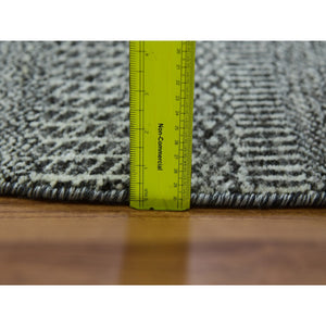10'x10' Neutral And Anchor Gray, Tone On Tone, Undyed 100% Wool, Hand Knotted Modern Grass Design, Round Oriental Rug FWR478368